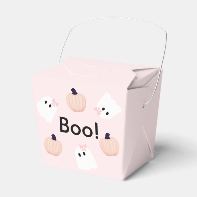 Boo Halloween Ghost Girl & Pumpkin Cute Rosa Presentaskar (Framsidan Sidan)