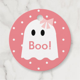 Boo! Halloween Ghost Girl Rosa Polka dots Gåvor Etiketter
