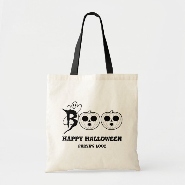 BOO! Halloween Ghost Loot Bag Tygkasse (Framsidan)
