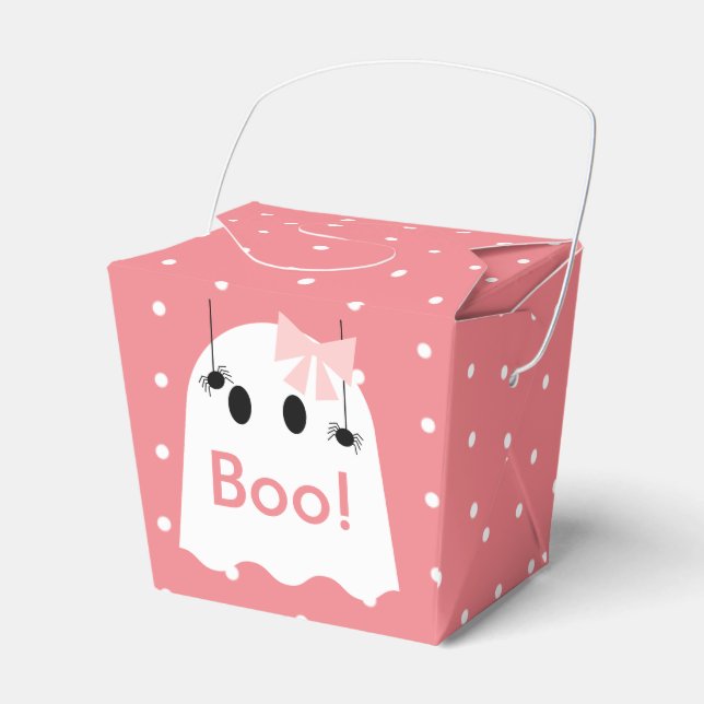 Boo! Halloween Ghost Ribbon Girl Cute Rosa Presentaskar (Framsidan Sidan)