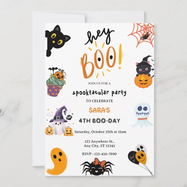 Boo! Halloween Ghost Spooktacular Birthday Inbjudningar (Framsida)