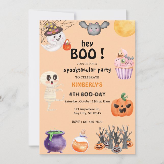 Boo! Halloween Ghost Spooktacular Birthday Inbjudningar (Framsida)