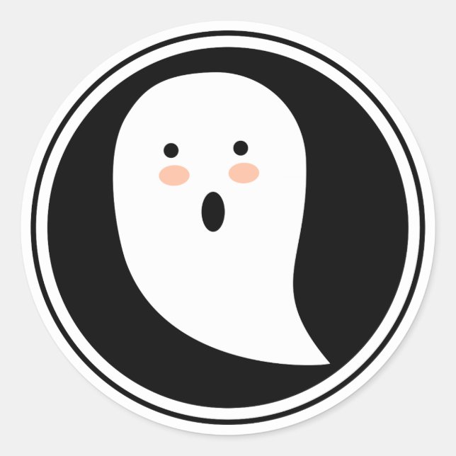 Boo! Halloween Ghost Sticker Runt Klistermärke (Framsida)