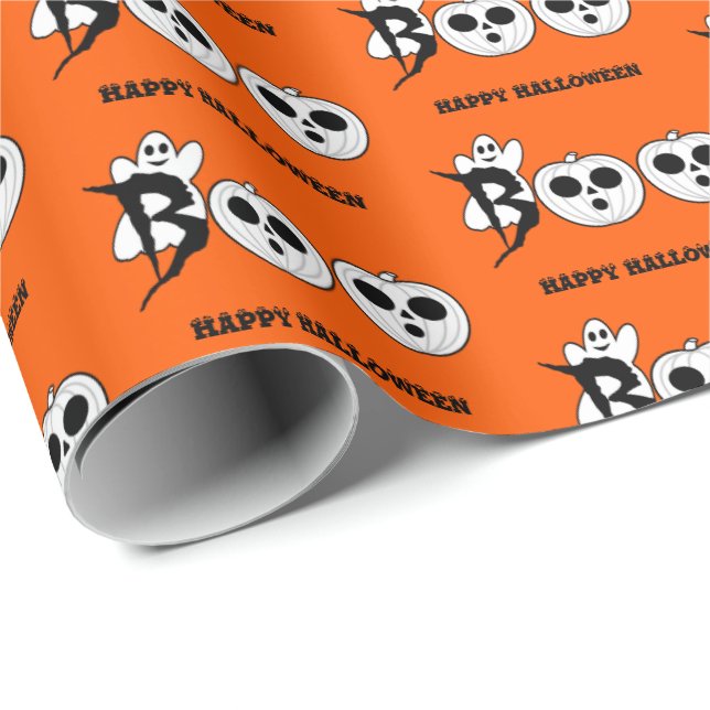 BOO! Halloween Ghost Wrapping Papper Presentpapper (Rullad Hörn)