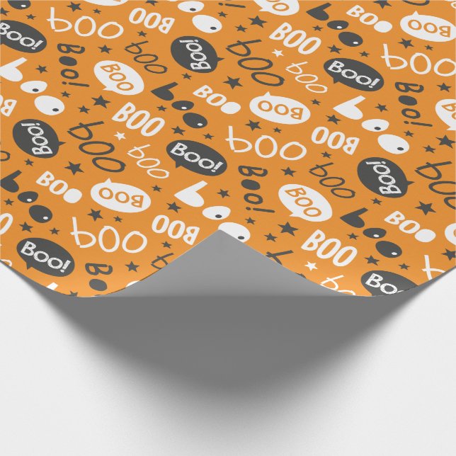 Boo Halloween Handlettering på orange Presentpapper (Hörn)