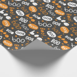 Boo Halloween Handlettering på svart Presentpapper