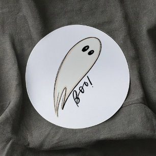 Boo Halloween Illustrated Ghost Runt Klistermärke