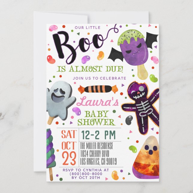 Boo Halloween-inbjudan till babyvisningsprogram Inbjudningar (Framsida)