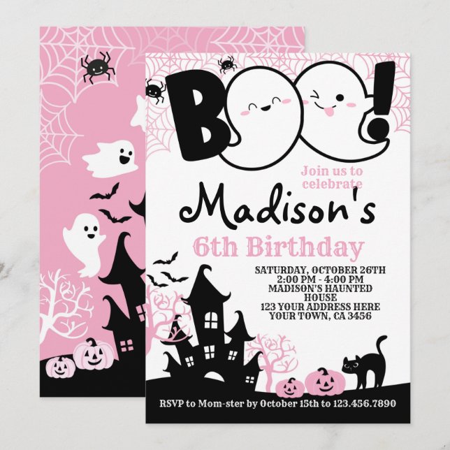 BOO Halloween Inbjudningar (Fram/baksida)