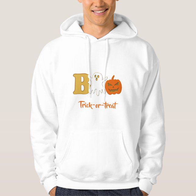 Boo Halloween Manar Hoodie (Framsida)