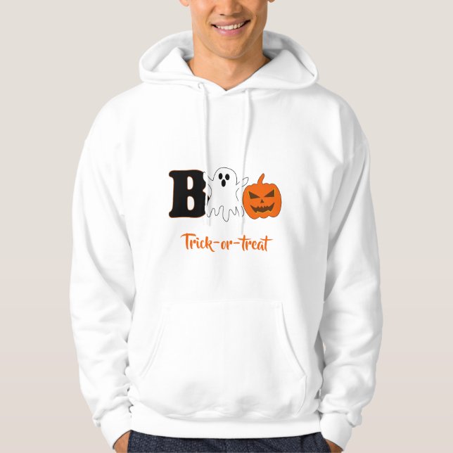 Boo Halloween Manar Hoodie (Framsida)