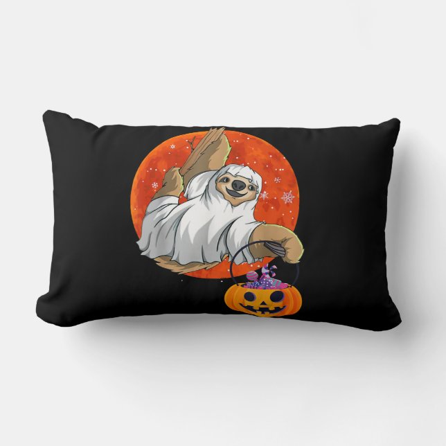 Boo Halloween med lutande spets och spindel Lumbarkudde (Framsida)