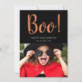 Boo Halloween Modern Black Photo Julkort