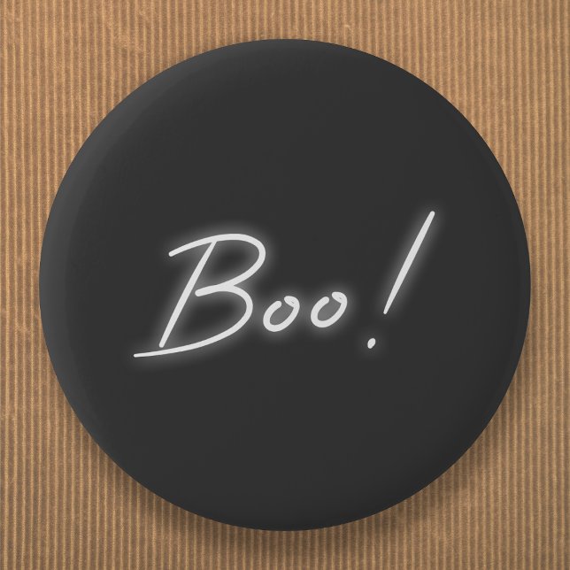 Boo Halloween | Modern Neon Ghost Black Roligt Urb Knapp (Skapare uppladdad)