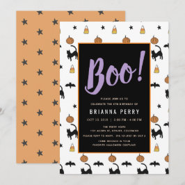 Boo! Halloween Mönster Cute White Birthday Inbjudningar