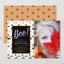 Boo! Halloween Mönster Cute White Photo Birthday