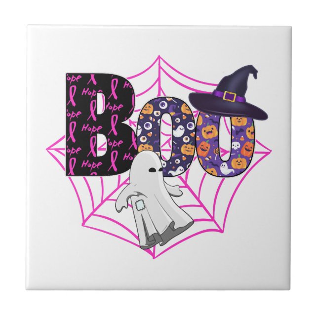 Boo Halloween Oktober Rosa Kakelplatta (Framsidan)