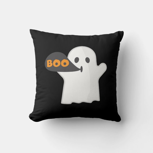 Boo Halloween-orange och vit  Kudde (Framsida)