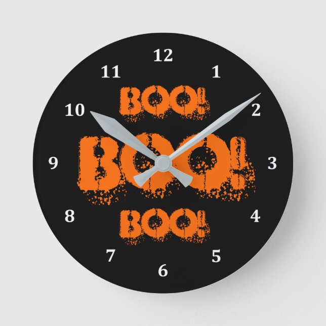 Boo Halloween Ord-text, udda kvadraten eller Rund Klocka (Framsida)