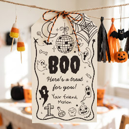 Boo Halloween Party Spooky Spooktacular Groovy Presentetikett