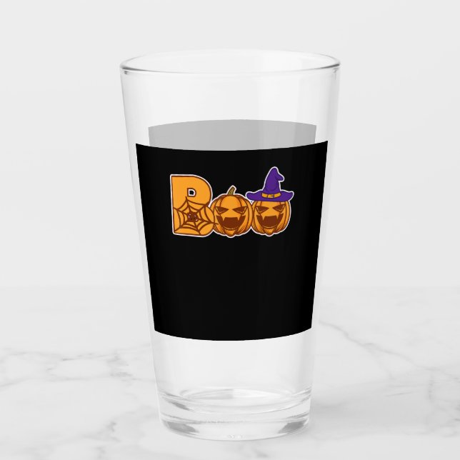 Boo Halloween Pumpkin Ansikte Spider Glaskopp (Framsida)