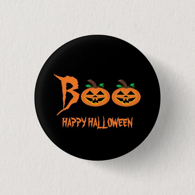 BOO! Halloween Pumpkin Button Badge Knapp (Framsida)