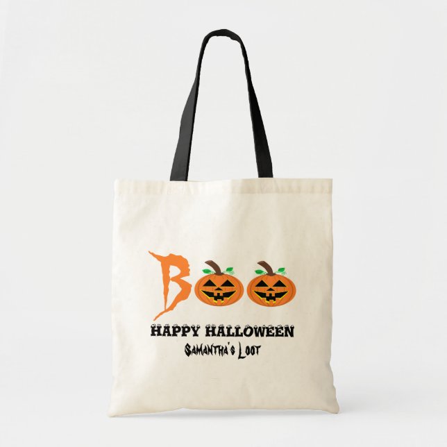 BOO! Halloween Pumpkin Loot Bag Tygkasse (Framsidan)