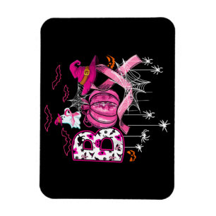 Boo Halloween Pumpkin Rosa Ribbon Witch Breast Can Magnet