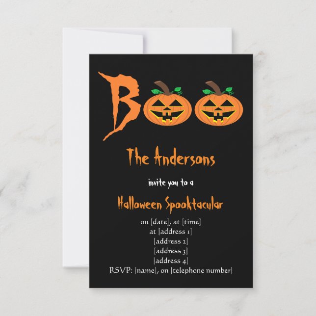 BOO! Halloween Pumpkins-inbjudan Inbjudningar (Framsida)