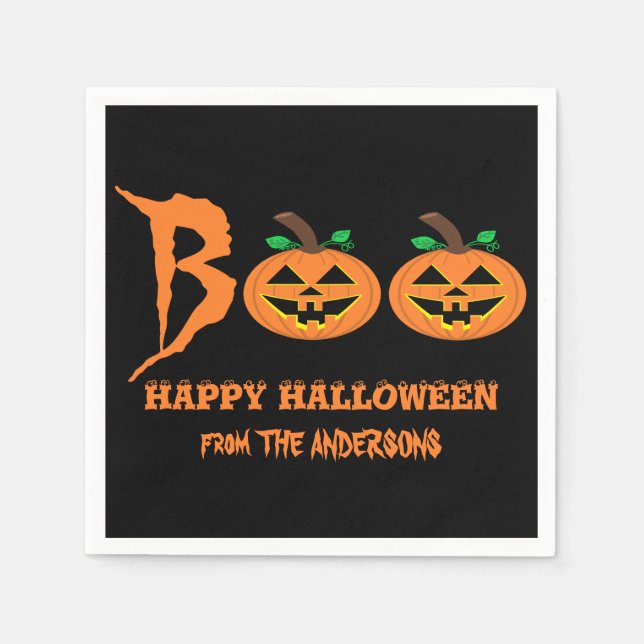 BOO! Halloween Pumpkins Napkins Pappersservett (Framsidan)