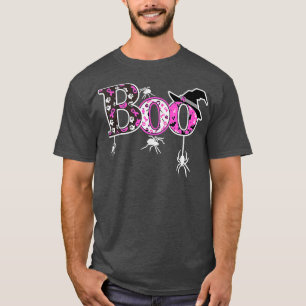 Boo Halloween Rosa Ribbon Spiders Breast Cancer Wa T Shirt