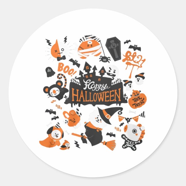 Boo Halloween Runt Klistermärke (Framsida)
