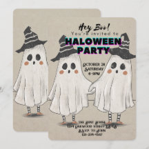 Boo Halloween, söt inbjudan för barn och alla andr