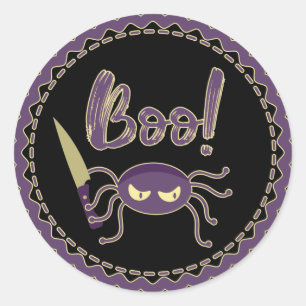 Boo! Halloween spider knivar hand Runt Klistermärke