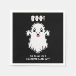 Boo Halloween-spöke Anpassad text Svart Och Vit Pappersservett