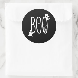 BOO Halloween-spöke Skumma tema & Svart spindel Runt Klistermärke