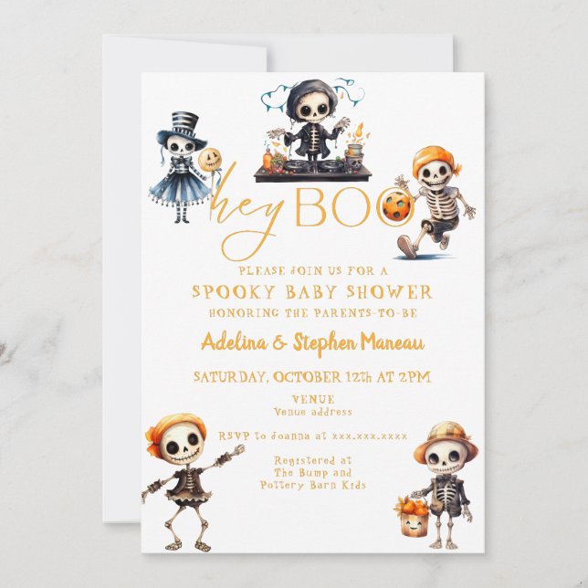 Boo Halloween Spooky Chic Costume Baby Shower Inbjudningar (Framsida)