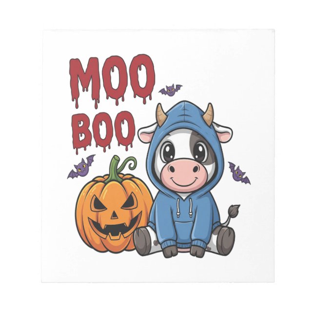 Boo Halloween Spooky Ghost Cow Anteckningsblock (Framsida)