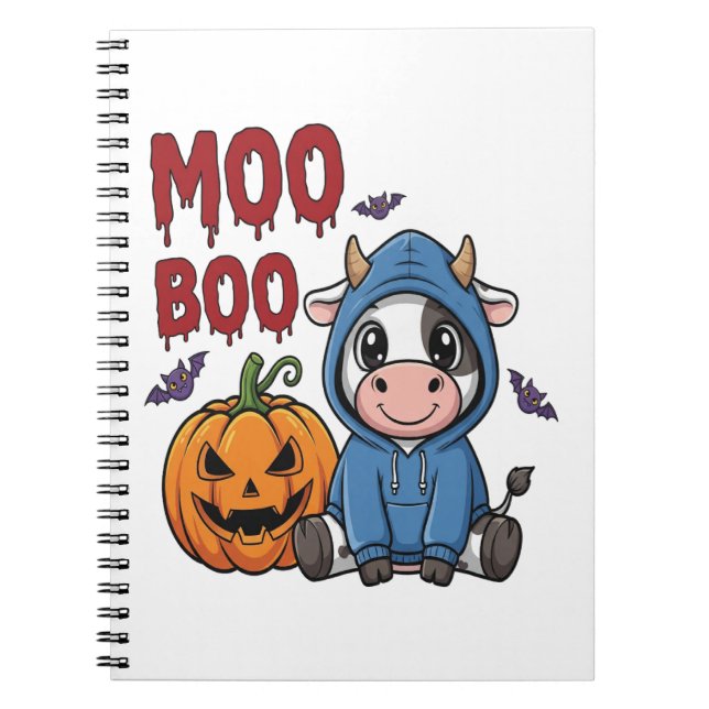 Boo Halloween Spooky Ghost Cow Anteckningsbok (Framsidan)