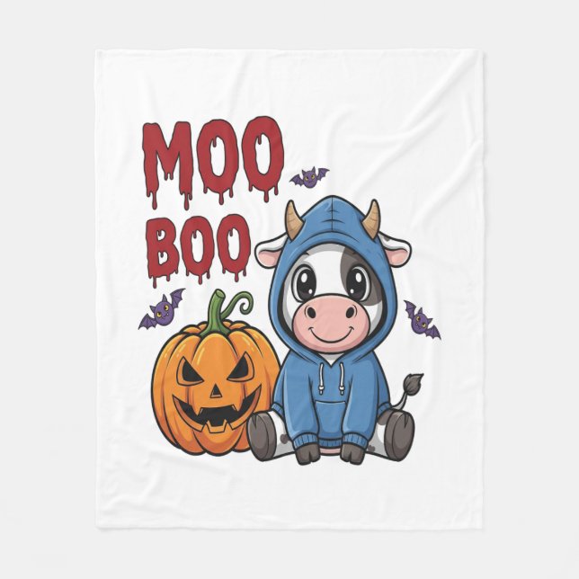 Boo Halloween Spooky Ghost Cow Fleecefilt (Framsidan)