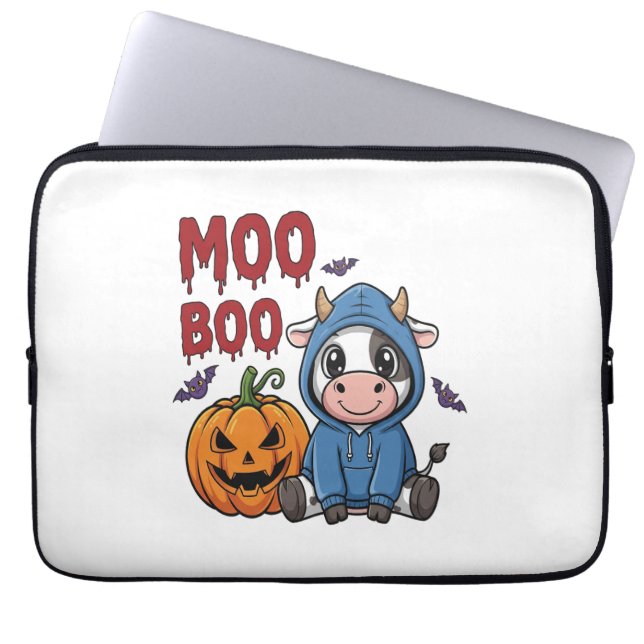 Boo Halloween Spooky Ghost Cow Laptop Fodral (Framsidan)