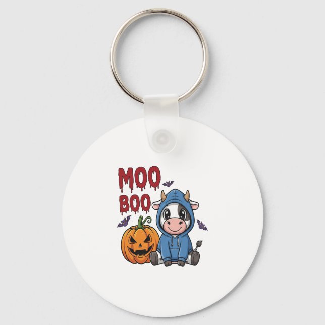 Boo Halloween Spooky Ghost Cow Nyckelring (Framsida)