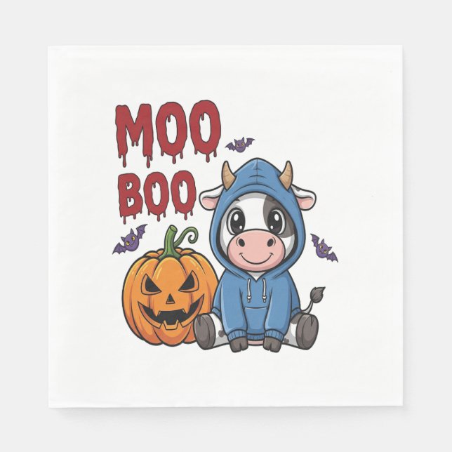 Boo Halloween Spooky Ghost Cow Pappersservett (Framsidan)