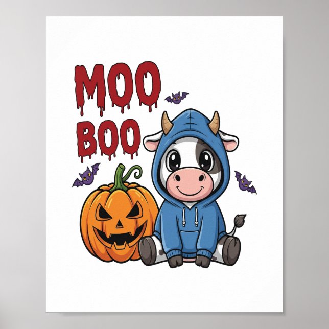 Boo Halloween Spooky Ghost Cow Poster (Framsidan)