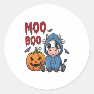 Boo Halloween Spooky Ghost Cow Runt Klistermärke