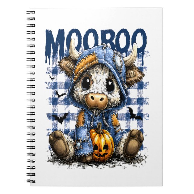 Boo Halloween Spooky Highland Cow Anteckningsbok (Framsidan)