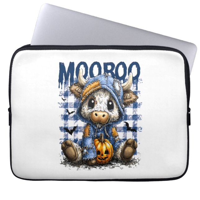 Boo Halloween Spooky Highland Cow Laptop Fodral (Framsidan)