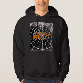 Boo! Halloween Spooky Spindelnät Mönster Monochrom Hoodie