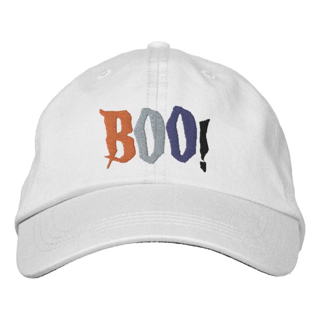 Boo Halloween Spooky Text Broderad Keps (Framsida)