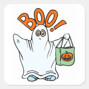 Boo! Halloween - Sticker Fyrkantigt Klistermärke